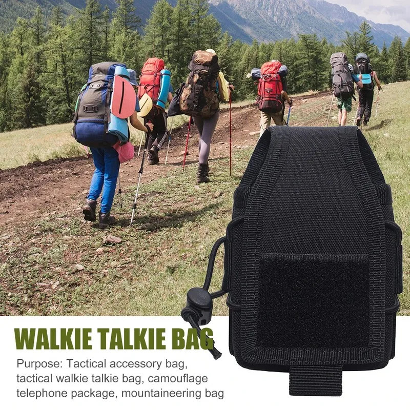 Bolsa de transporte táctica para walkie-talkie, bolsa de Radio Molle, soporte de bolsillo portátil, bolsa de cintura para deportes de caza al aire libre, funda de interfono - imagen 3