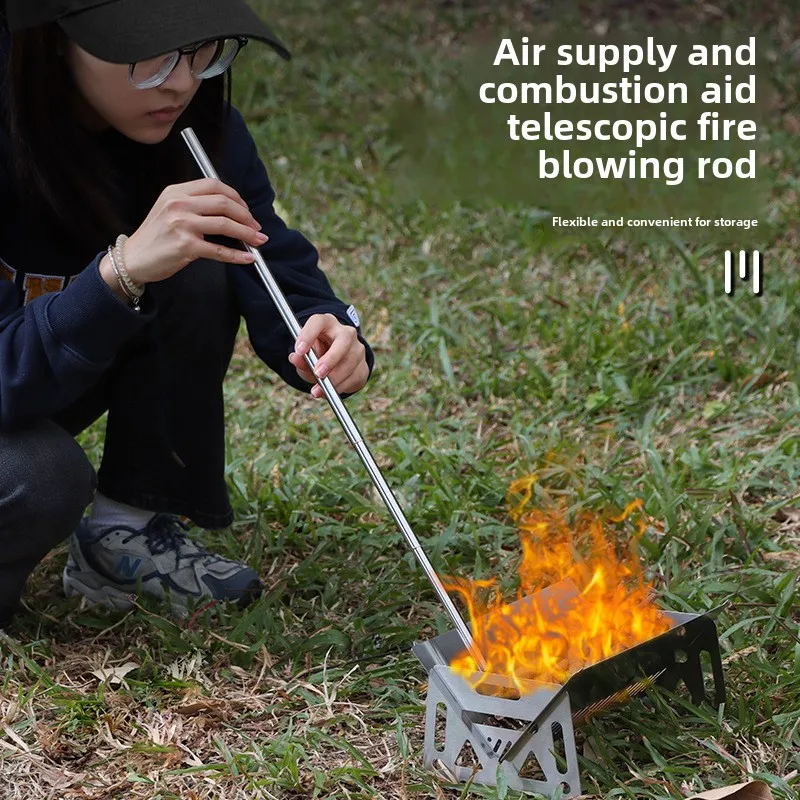 Tubo de fuego para acampar al aire libre, pipa de soplado plegable de alta eficacia, herramienta pequeña para jardín y playa, equipo de Camping, palo de fuego para soplar