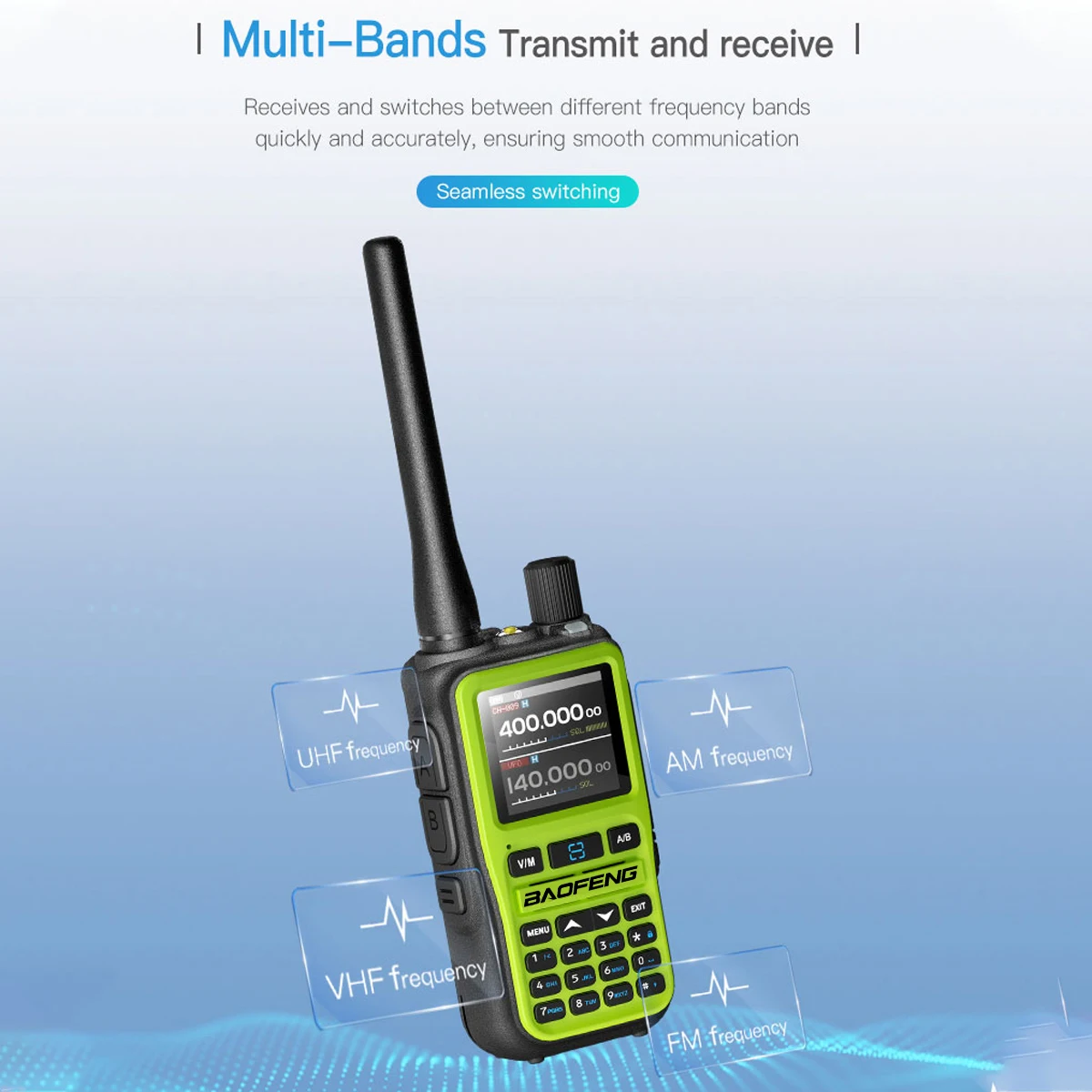 BAOFENG Mini Walkie Talkie UV-5R multibanda inalámbrica Bluetooth frecuencia de programación 999CH Radioaficionado portátil con linterna - imagen 3