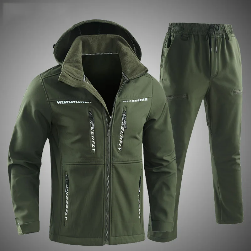 Traje de camuflaje de felpa verde pequeño ruso para hombre, chaqueta impermeable para hombre, traje de asalto de concha suave para montañismo al aire libre - imagen 4
