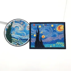 Parches bordados de Noche Estrellada de Van Gogh, apliques de montaña, pegatina para ropa, aventura al aire libre, bricolaje