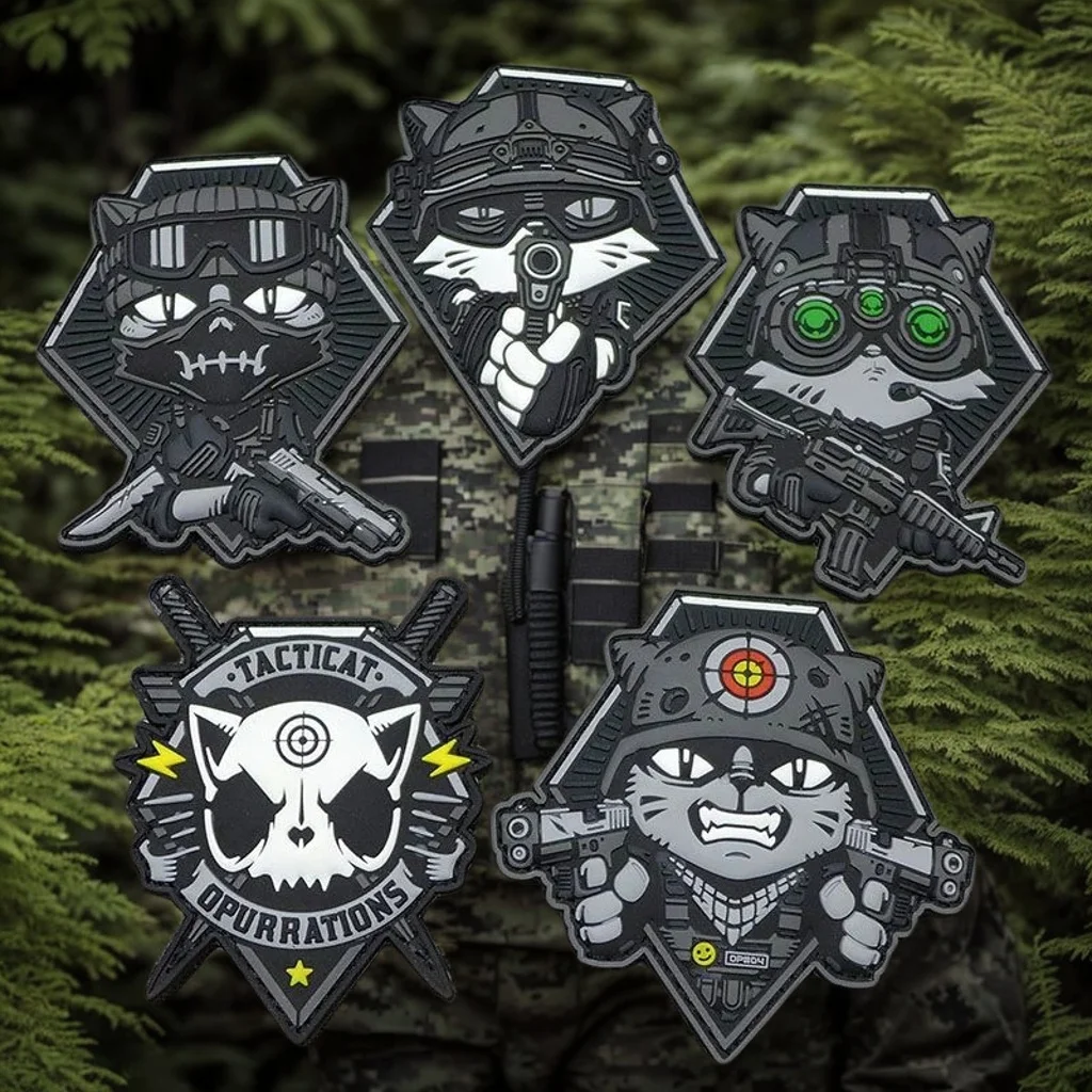 PATCHLAB-insignia de moral de PVC de gato táctico, parche de gancho y bucle, brazalete militar de fuerzas especiales, mochila, pegatinas para casco