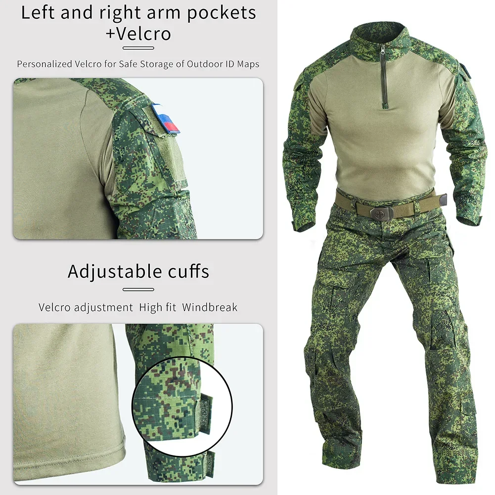 Trajes tácticos de uniforme para hombre, ropa de trabajo, camisa de combate de camuflaje para exteriores, ropa de entrenamiento de Paintball Airsoft y caza resistente al desgaste - imagen 2