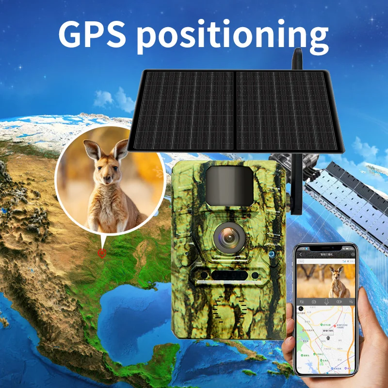 Cámara de rastreo Solar 4g con GPS, 3MP, HD, tarjeta Sim, LTE, acceso remoto, luz negra, visión nocturna, detección de movimiento, cámara de caza - imagen 2