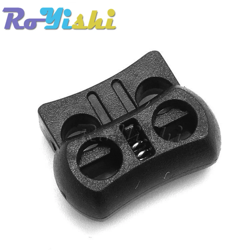 10 unids/pack 2 agujeros bloqueo de cable tapón de palanca clip de palanca de plástico negro 15mm * 20mm * 7,5mm - imagen 3