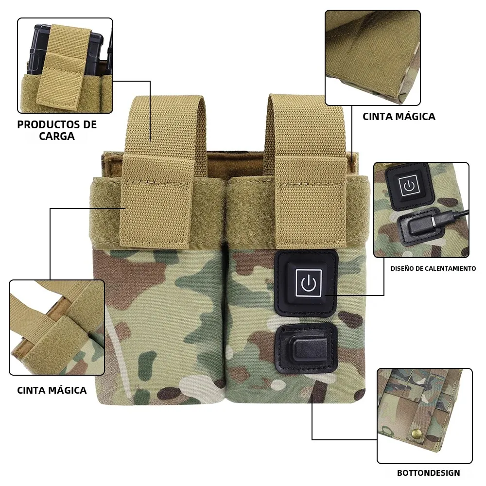 SINAIRSOFT-bolsa táctica para revistas M4, calentador MOLLE, doble bolsa Mag, carga USB, función de temperatura constante - imagen 5