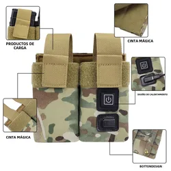 SINAIRSOFT Bolsa táctica M4 MOLLE doble con calefacción USB
