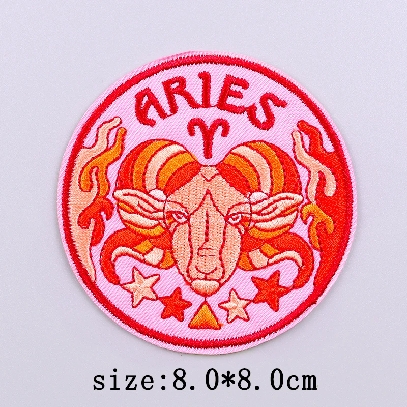 Aries Virgo Libra parches bordados para ropa, parches termoadhesivos para ropa, 12 Constelaciones, Parche de brujería - imagen 3