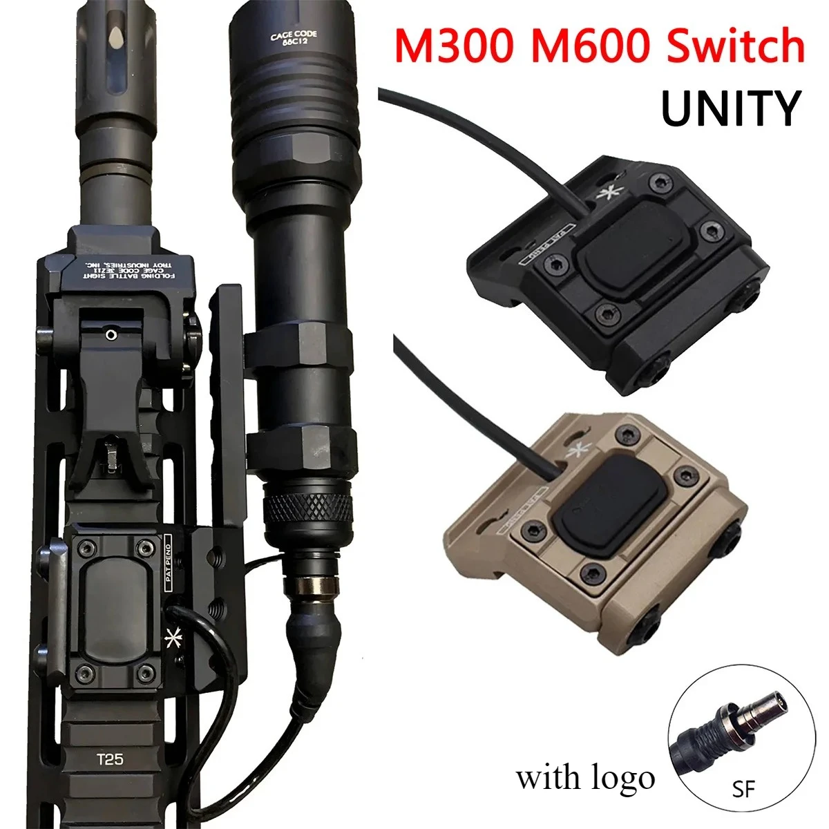 Botón táctico Surefire M600 M300, interruptor de presión de la unidad, enchufe SF, Airsoft, potentes armas para Rifle, luces de explorador - imagen 3