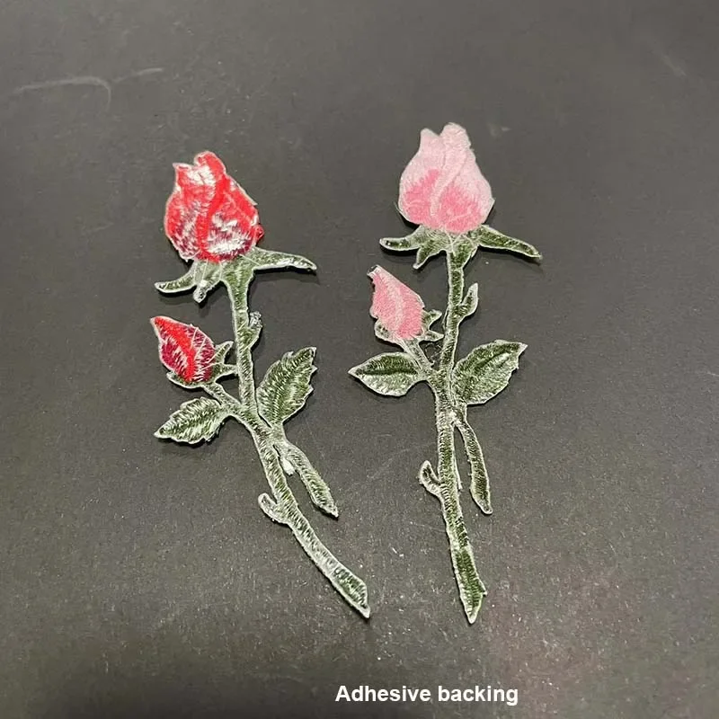 Parche de flores de tela con apliques 3D, bordado termocollante, pegatinas de planchado para ropa, decoración de vestidos, 3,5x11CM - imagen 3