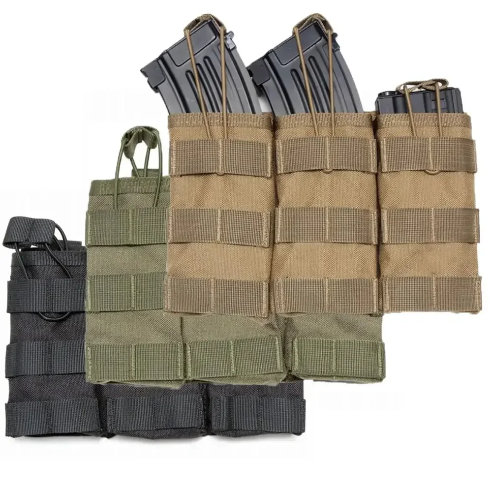 Bolsa para revistas Triple 1000D, tapa abierta táctica M4 AK AR 5,56 Molle Airsoft, cartuchos rápidos, porta cartuchos con Clip, paquete de soporte para munición