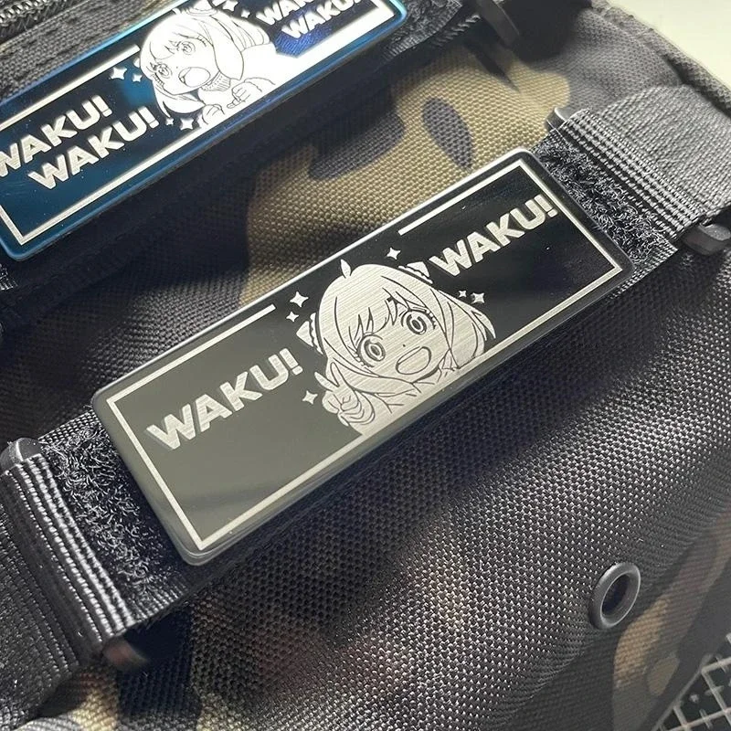 Parches de Metal de Anime para ropa, dibujos animados, chica, Waku, insignias de moral táctica, gancho y bucle, pegatina de decoración de mochila - imagen 4