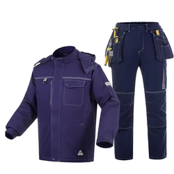 Nuevo 2025 invierno al aire libre reflectante ropa de trabajo segura algodón puro grueso hombres mujeres cálido longitud media Chaqueta de algodón con capucha