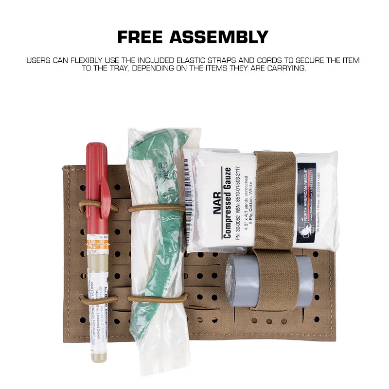 Bandeja médica táctica con inserción, tablero de almacenamiento incorporado mejorado, bolsa de primeros auxilios, organización de equipo para caza al aire libre y Camping - imagen 5