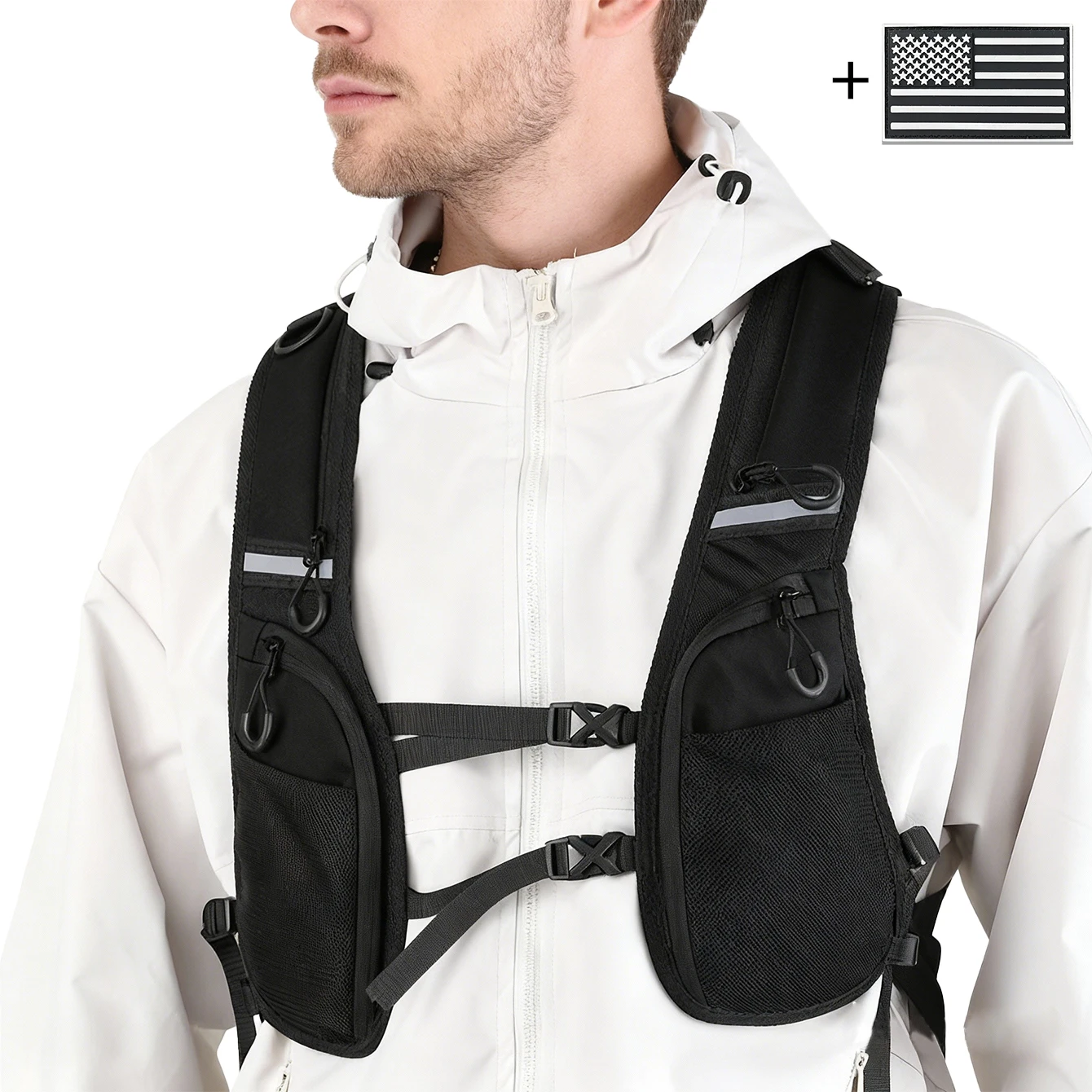 Chaleco reflectante ligero, equipo de seguridad con múltiples bolsillos para correr, ciclismo, senderismo, almacenamiento seguro para billetera de teléfono - imagen 2