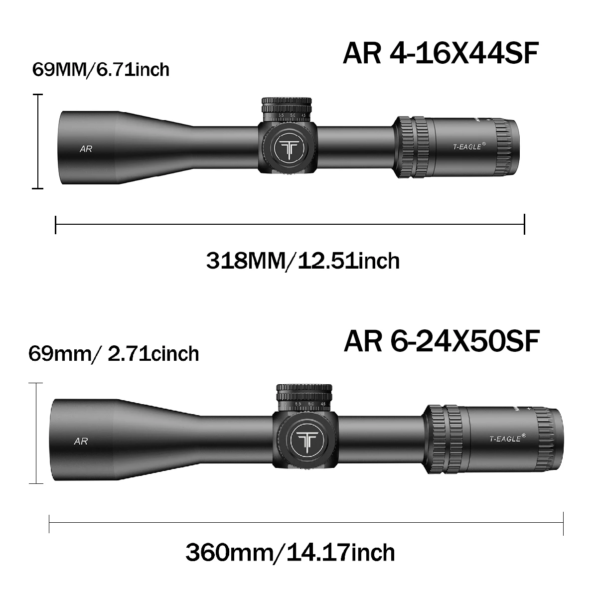 T-Eagle AR 6-24x50SF AR 4-16x44SF mira telescópica óptica táctica para Rifle de aire colimador de mira telescópica ajustable para Rifle de caza - imagen 5