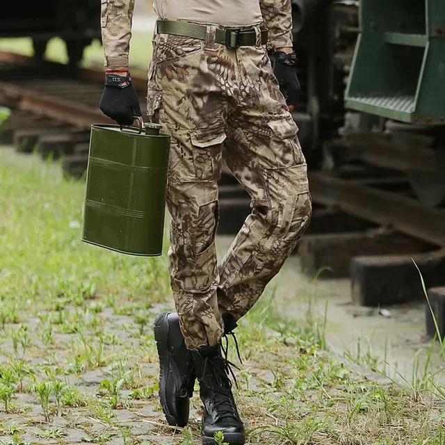 Pantalones tácticos de caza para hombre, Pantalón Cargo con rodilleras, Cambat de trabajo al aire libre, Airsoft - imagen 4