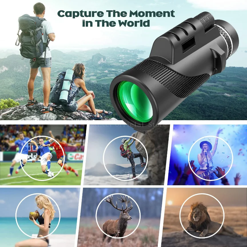 Prismáticos militares con Zoom HD 80x100, binoculares potentes de largo alcance, telescopio profesional portátil, Monocular de baja visión nocturna para caza - imagen 2