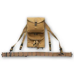 Mochila táctica M1928 réplica Segunda Guerra Mundial lona caqui