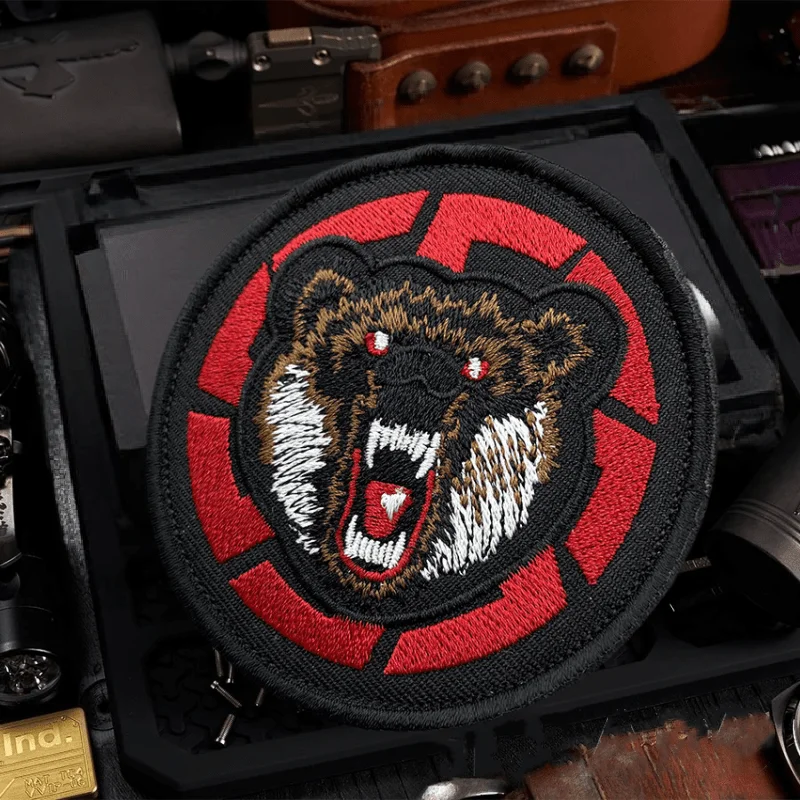 Parche bordado 3D de oso negro, tela personalizada, insignia de moral táctica, mochilas, adhesivo decorativo, parches DIY para ropa - imagen 2