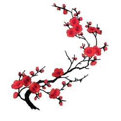 Parche termoadhesivo bordado flores ciruelo para planchar ropa vestido