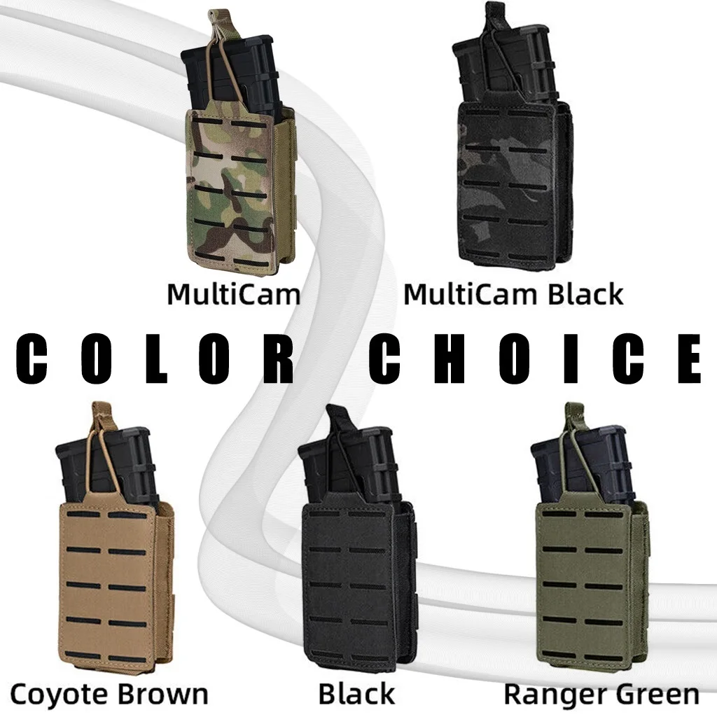 Bolsa táctica MOLLE para una sola revista, bolsa de camuflaje Mag de 5,56mm para M4 M14 M16 AR15, funda cartuchera abierta para caza Airsoft - imagen 5