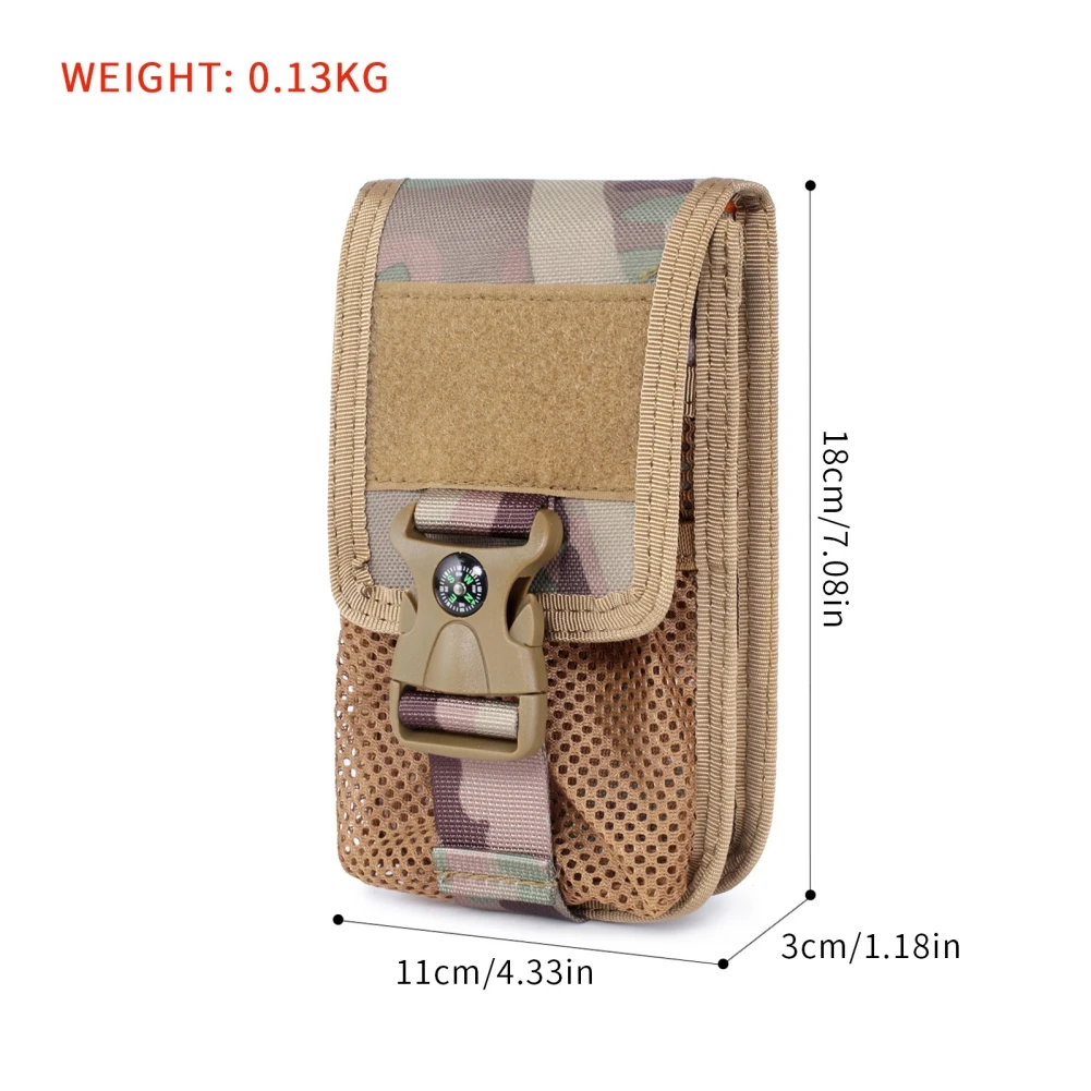 Bolsa táctica de doble capa para teléfono, bolsa de malla con módulo EDC al aire libre para herramientas, brújula, cigarrillo, militar, caza, Molle - imagen 5