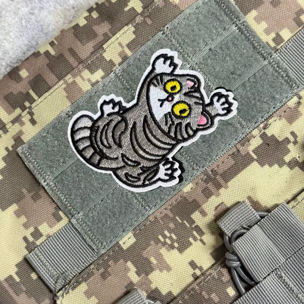 Parche táctico gato chevron bordado con velcro para mochila militar