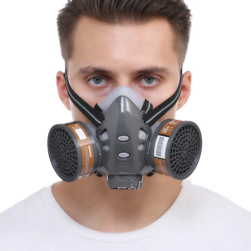 Respirador, máscara de Gas de cara completa con gafas de seguridad, pintura en aerosol, decoración de pesticidas químicos, formaldehído con filtro - imagen 5