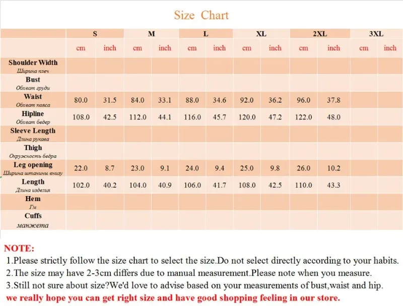 Un gráfico de talas para camisas y pantalones