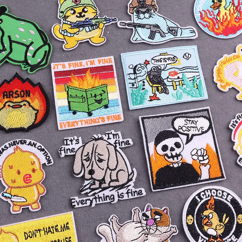 Parche de hierro de Humor negro para insignias en mochila, parches térmicos de animales divertidos, parches bordados DIY para decoración de ropa
