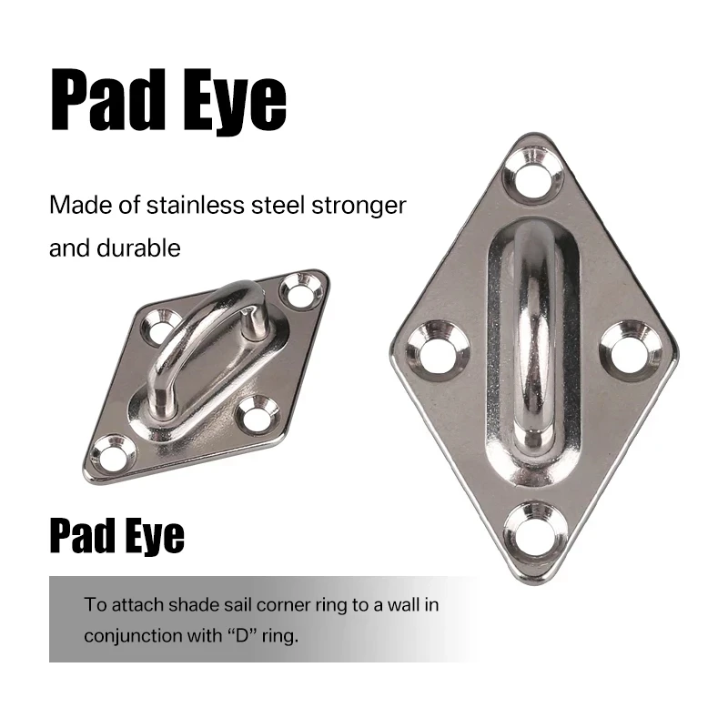 Accesorios de vela para sombra, kit de herrajes de acero inoxidable 304, almohadilla de cesta de flores, mosquetón de ojos, gancho de fijación, tornillo plateado - imagen 5