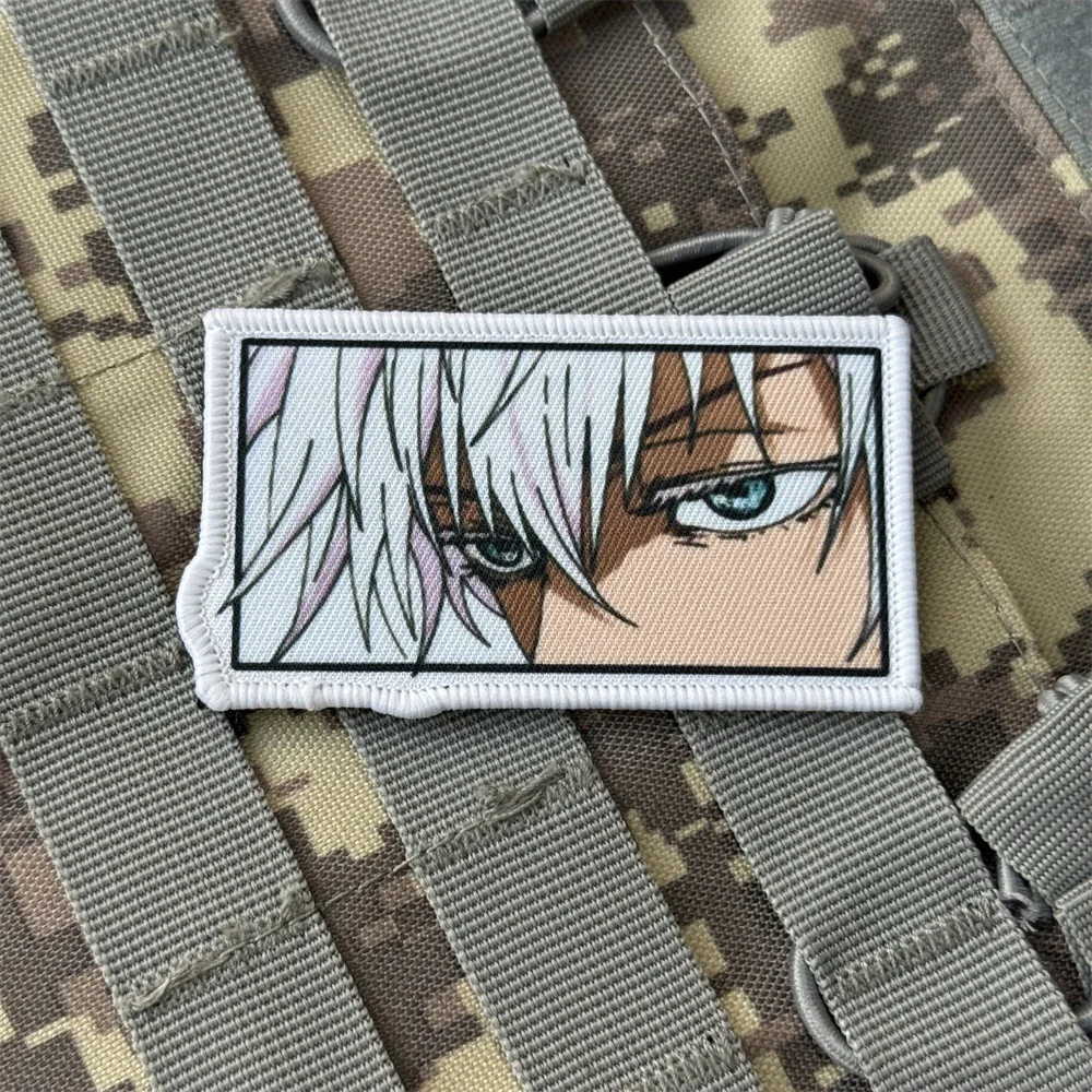 Parche de ojos de Anime Satoru Gojo, moral táctica, apliques personalizados, parches de gancho y bucle impresos para ropa, pegatina de equipo militar - imagen 3