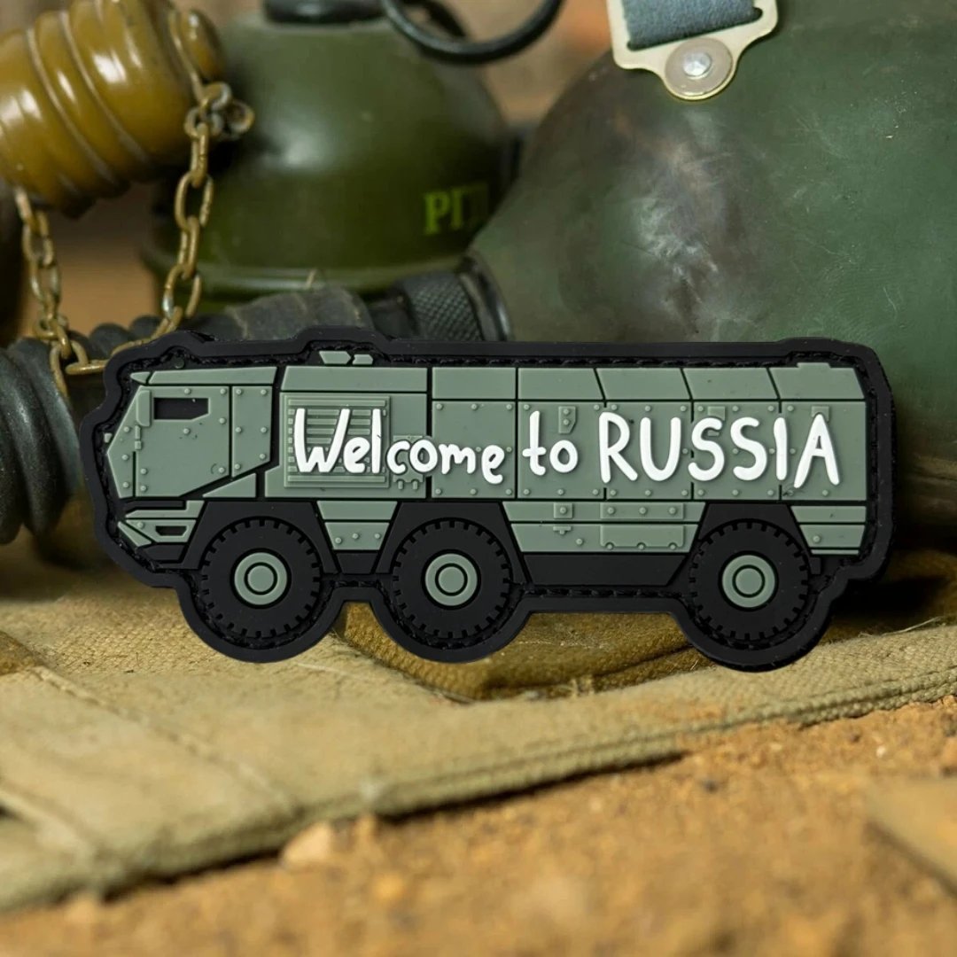 Brazalete militar "Bienvenido a Rusia", parche de PVC 3D para camión grande, insignia de moral táctica, gancho y bucle, accesorios para mochila, pegatina - imagen 3