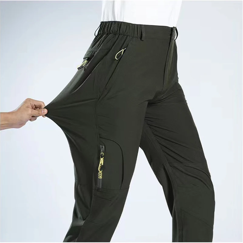 Pantalones elásticos para hombre, de secado rápido, de gran tamaño, para exteriores