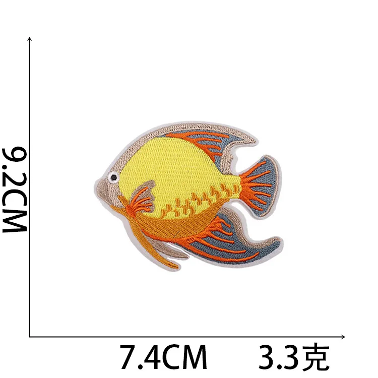 Nuevo Parche de tela bordado de vida marina, insignia de medusas, langosta, estrella de mar, parche planchado de cangrejo de dibujos animados - imagen 3