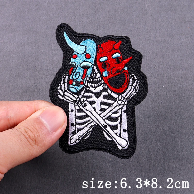 Parche de amor para planchar para ropa, parches bordados Punk de esqueleto para ropa, pegatinas de bordado de calavera de Hip Hop - imagen 5