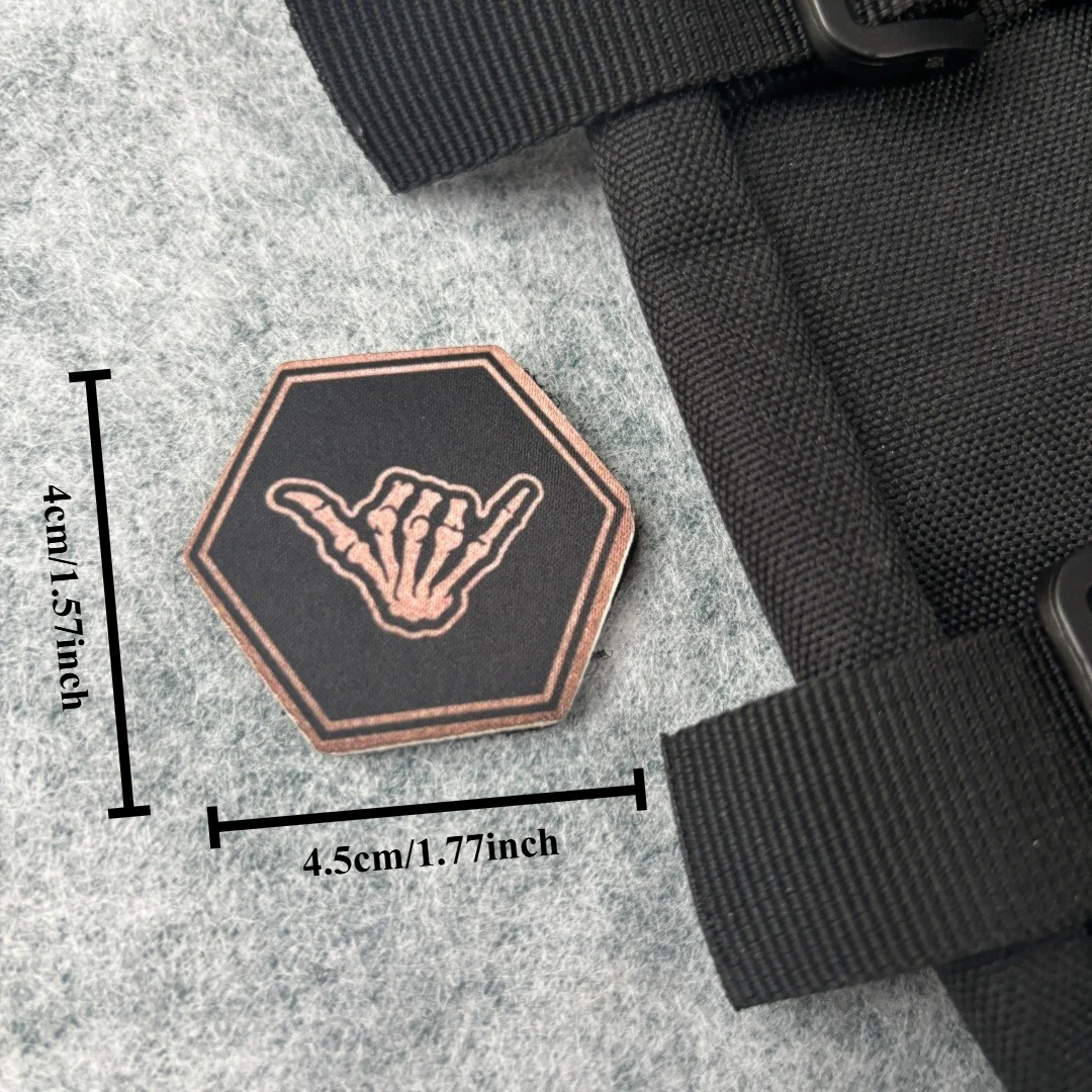 Parche táctico con dedos de esqueleto, parches de gancho y bucle impresos para mochila, insignia de moral militar, brazalete del ejército, apliques, pegatinas para sombrero - imagen 3