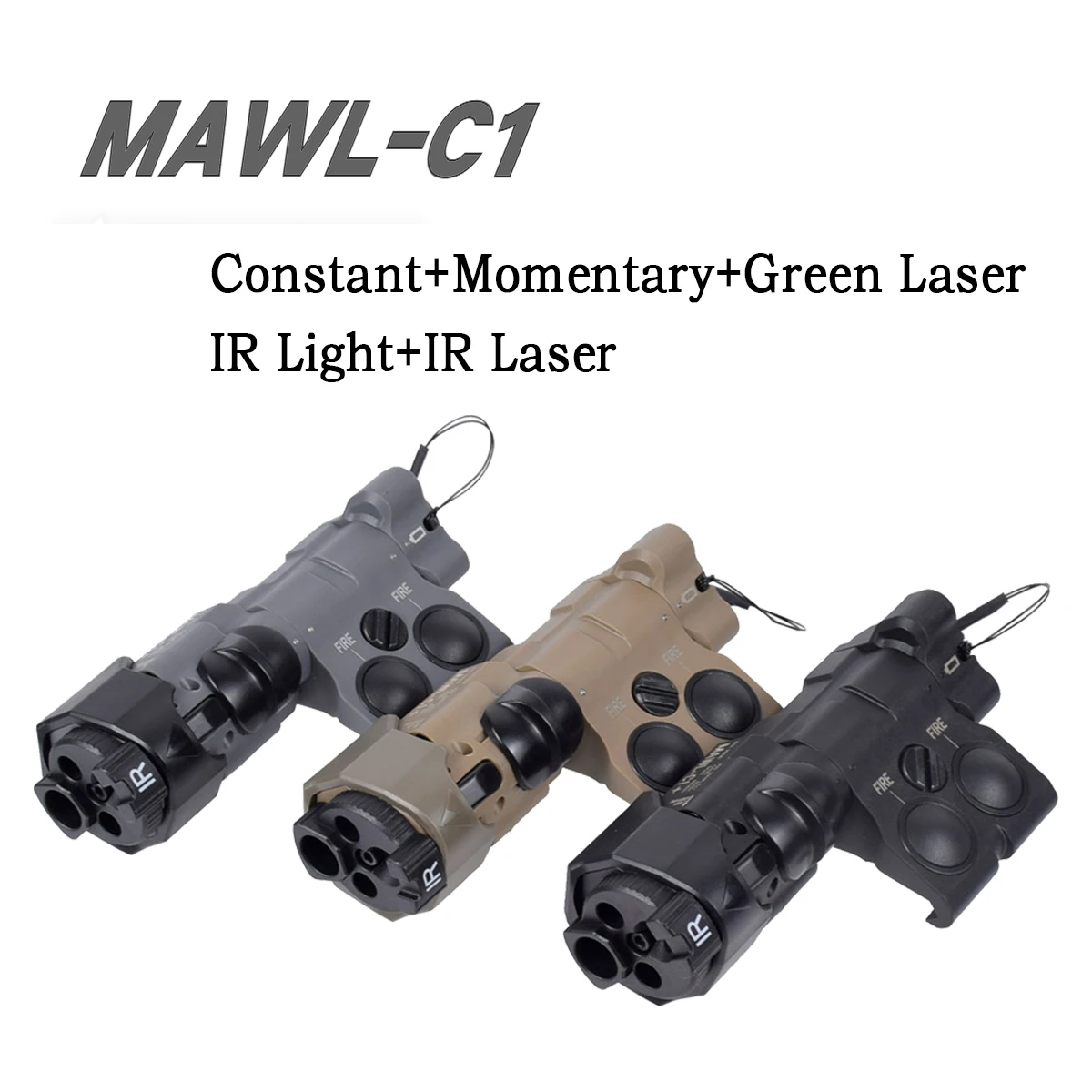 MAWL C1 visión nocturna Rifle alcance óptico Monocular verde láser blanco luz LED armas Scout AR15 HK416 Picatinny Rail Offset