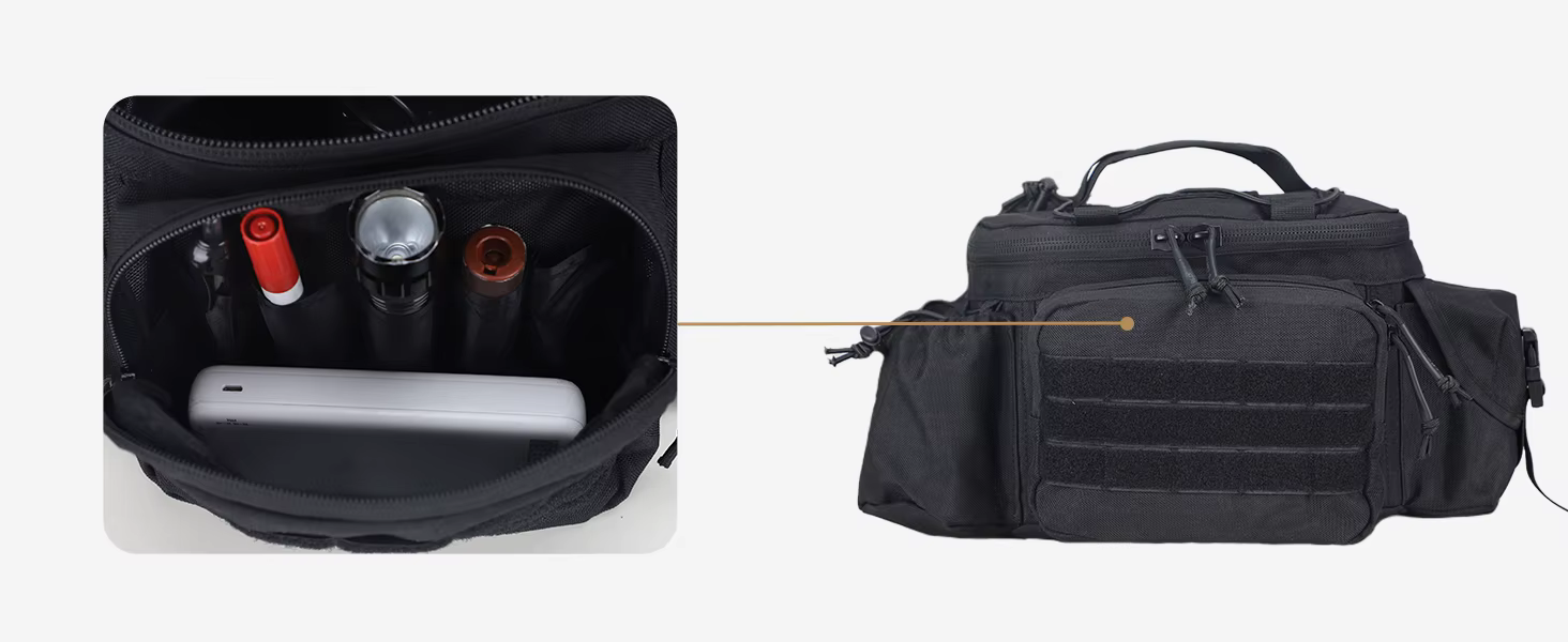 Detalle del sistema MOLLE y paneles velcro