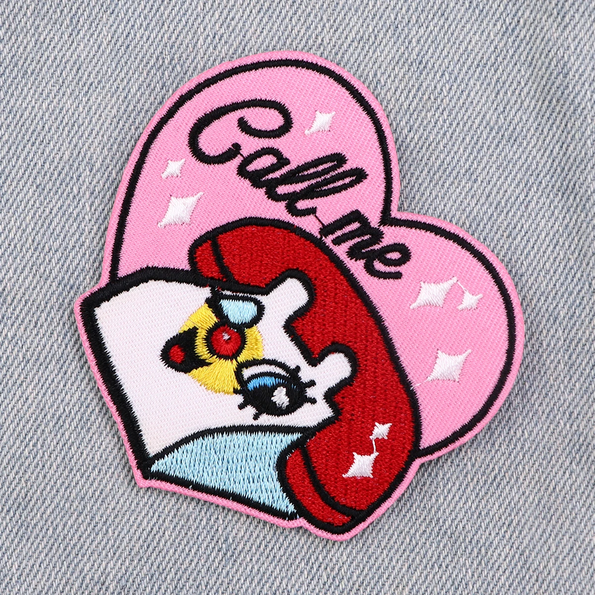 Parches para planchar para teléfono Call Me, parches bordados para ropa, decoración de ropa, parche de dibujos animados, apliques para coser, pegatina - imagen 4