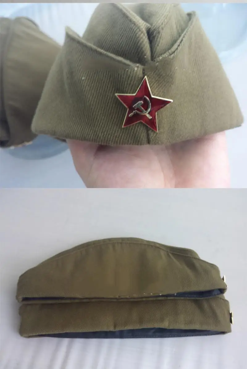 Gorra con forma de barco de la Unión Soviética de Rusia, gorra de guarnición, gorra de uniforme, gorro suave doblado para Cosplay - imagen 4