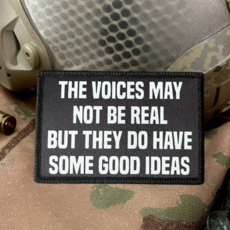 Insignia de moral de las voces en mi cabeza, parches tácticos con gancho y bucle para ropa, pegatinas decorativas para mochila al aire libre - imagen 4