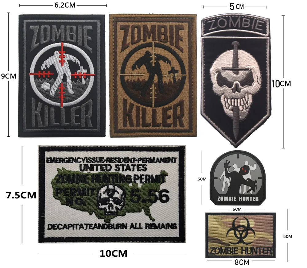 Bordado de PVC, Material reflectante, parches de cazador de zombies, insignia de la mano trasera, apliques decorativos militares tácticos para ropa - imagen 2
