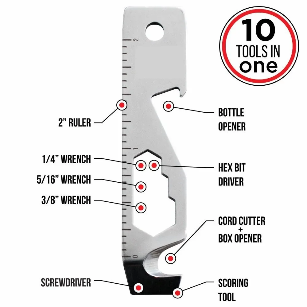 Mini destornillador EDC multifunción 10 en 1 para camping y outdoor