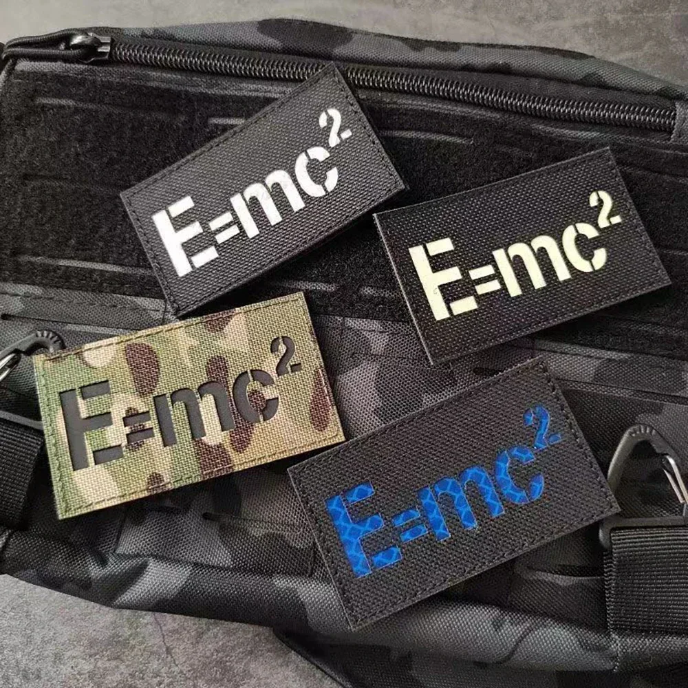 E = mc ²-insignia de moral de ecualización de energía de masa, parche reflectante Klett, brazalete táctico, equipo al aire libre, pegatinas de decoración de mochila - imagen 5