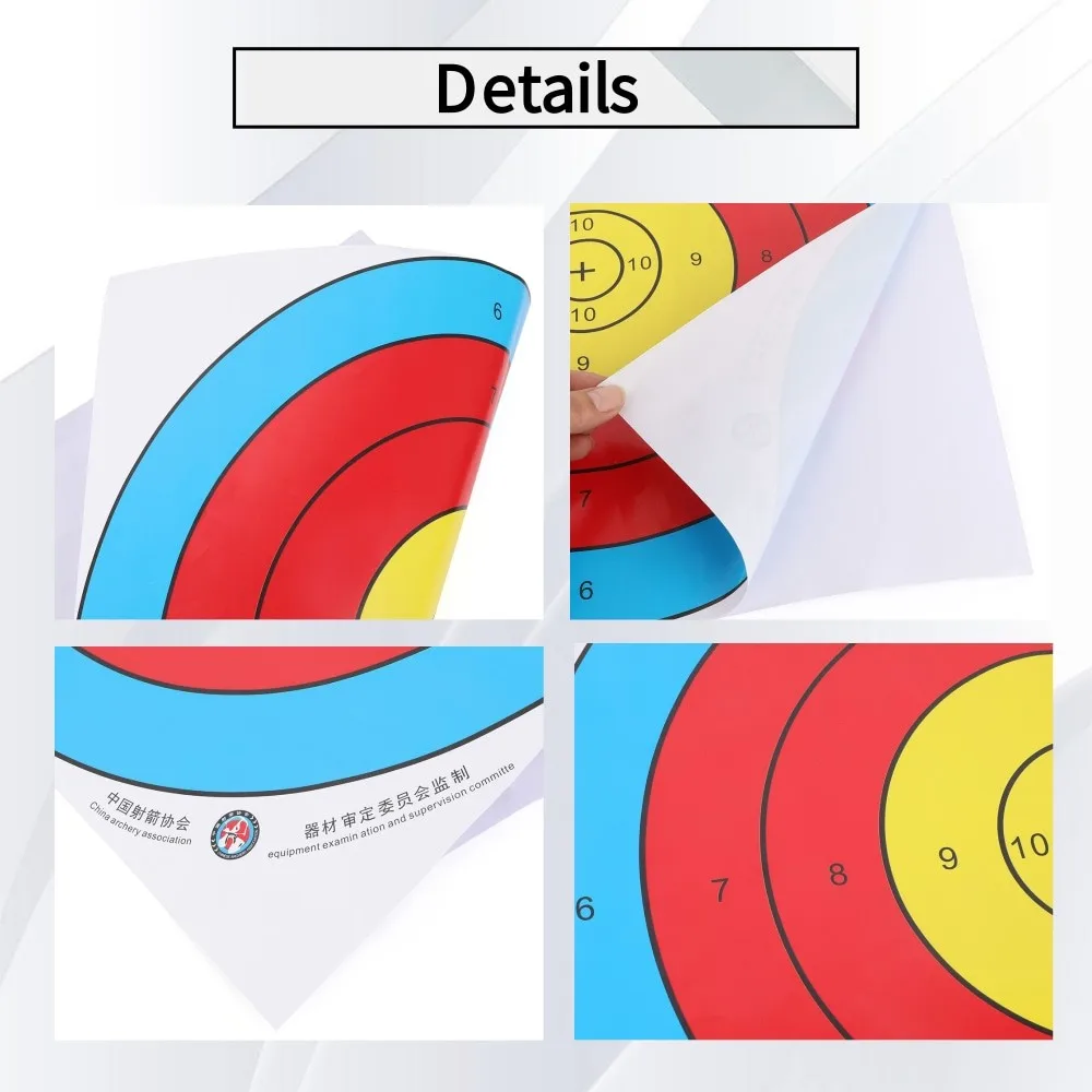 10X papeles de tiro con arco 40*40cm flecha adhesiva tiro con arco práctica de caza práctica de objetivo competición deportes para adultos - imagen 3