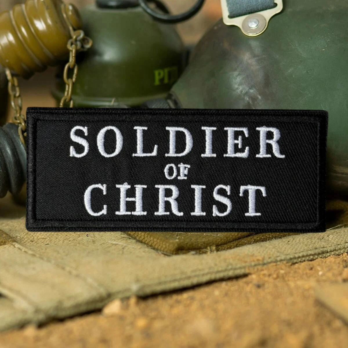 Parche bordado Soldado de Cristo - Insignia cristiana para mochila - imagen 3