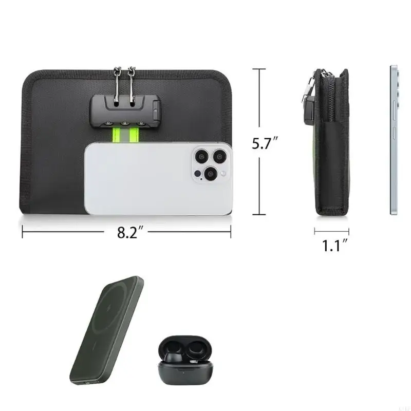 Bolsa documentos no inflamable con gancho para código acceso, Plan Impermeable, almacenamiento con múltiples para efectivo - imagen 3