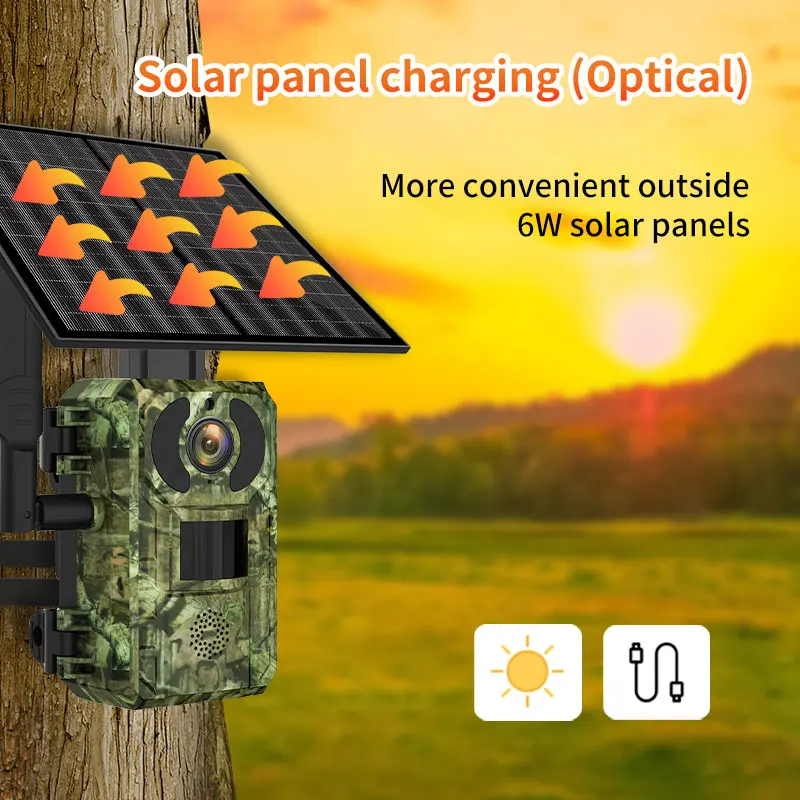 Cámara Solar de rastreo de caza, videocámara de 4MP, 4G, 6W, Audio bidireccional, sensor PIR, visión nocturna infrarroja, detección de movimiento, Fauna Salvaje - imagen 3